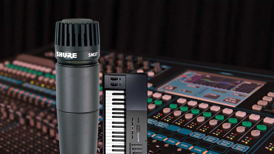 Studio microphone and mixer with keyboard