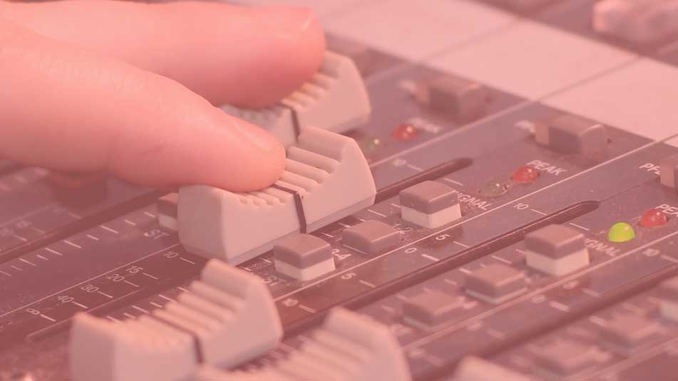 Sound mixer fader close up